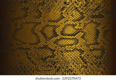 Luxury black golden metal gradient background with distressed crocodile, snake, alligator skin leather texture. Vector illustration