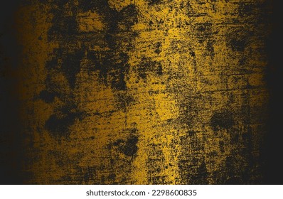 Luxury black golden metal gradient background with distressed cracked concrete texture. Vector illustration