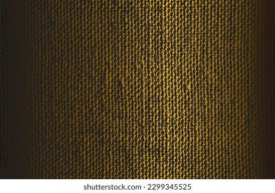 Luxury black golden metal gradient background with distressed fabric, textile texture. Vector illustration