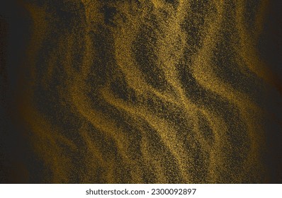 Luxury black golden metal gradient background with distressed waves on the sand texture. Vector illustration