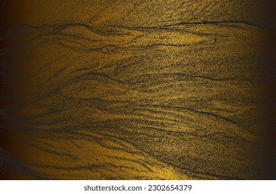 Luxury black golden metal gradient background with distressed cracked concrete texture. Vector illustration