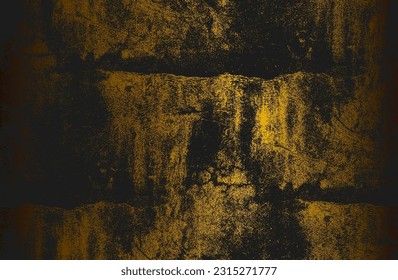 Luxury black golden  metal gradient background with distressed cracked concrete texture. Vector illustration