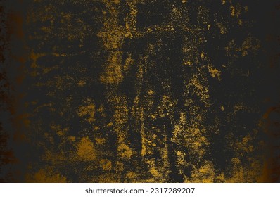 Luxury black golden  metal gradient background with distressed metal plate texture. Vector illustration