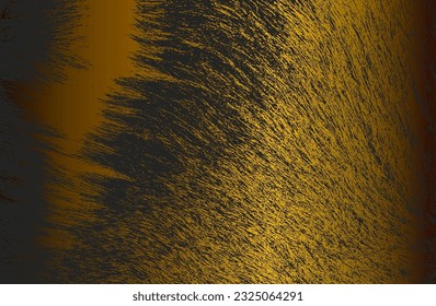 Luxury black golden metal gradient background with distressed natural fur texture. Vector illustration