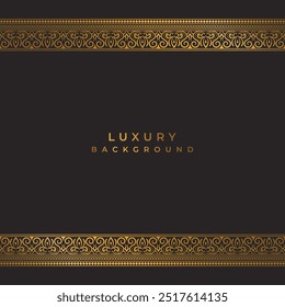 luxury black golden seamless decorative wedding invitation card template art deco with gold ornamental pattern line border divider background