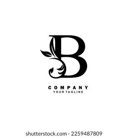 luxury black initial B letter logo design with beautiful ornament. suitable for business logo, company, beauty, fashion, brand, boutique, hotel, etc. monogram logo