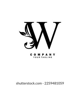 luxury black initial W letter logo design with beautiful ornament. suitable for business logo, company, beauty, fashion, brand, boutique, hotel, etc. monogram logo