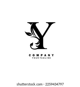 luxury black initial Y letter logo design with beautiful ornament. suitable for business logo, company, beauty, fashion, brand, boutique, hotel, etc. monogram logo
