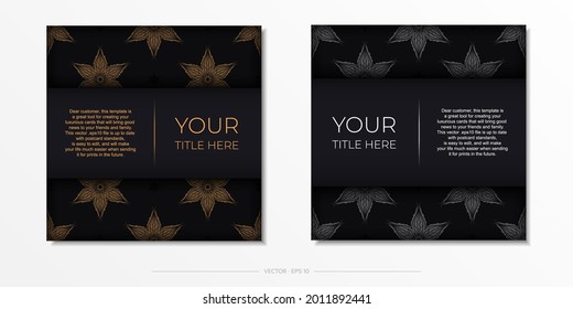 Luxury black invitation card template with vintage abstract ornament. Elegant and classic vector elements ready for print and typography. Vector illustration.