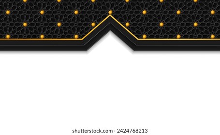 luxury black Islamic ramadan kareem eid mubarak arabic 3d arch horizontal background banner design illustration. Translation. "Muslim fasting month and celebration day after fasting."