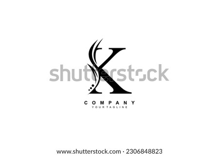 Luxury black K logo design with feather. premium K letter monogram logo. suitable for business logos, beauty logos, company logos, boutiques, spas, salons, etc