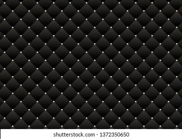 Luxury Black Leather Background With Buttons. Vectror EPS 10
