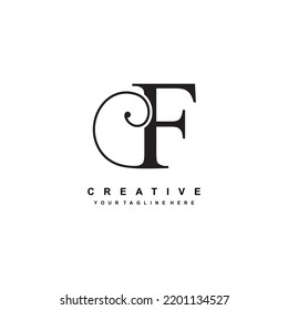 luxury black letter F logo design. F flourish. F monogram logo, typography logo. beautiful letter F. suitable for business logo, company, beauty, boutique, wedding, etc