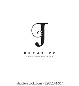 luxury black letter J logo design. J flourish. J monogram logo, typography logo. beautiful letter J. suitable for business logo, company, beauty, boutique, wedding, etc