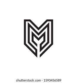 Luxury black letter M logo design with line style for personal identity and business name