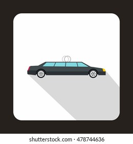 Luxury black limousine icon in flat style on a white background vector illustration