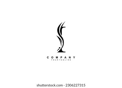 Luxury black I logo design with feather. premium I letter monogram logo. suitable for business logos, beauty logos, company logos, boutiques, spas, salons, etc