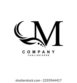 diseño de logotipo M negro de lujo con bonitas plumas de cisne. logotipo de monograma. adecuado para logotipos de empresas, negocios, boutiques, salones, belleza, marcas, etc.