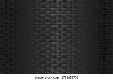 Luxury black metal gradient background with distressed wicker vine texture. Vector illustration