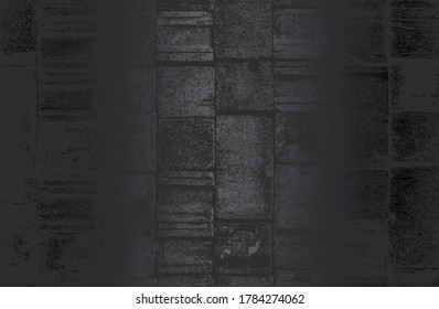 Fondo de gradiente de metal negro de lujo con una textura de pared de ladrillo angustiada. Ilustración del vector