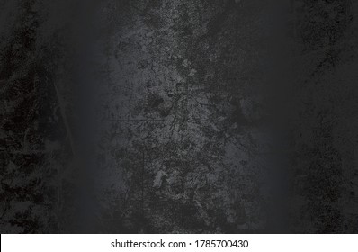 Luxury black metal gradient background with distressed metal plate texture. Vector illustration