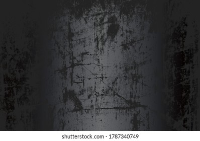 Luxury black metal gradient background with distressed metal plate texture. Vector illustration