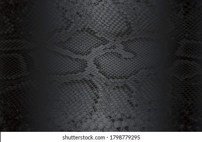 Luxury black metal gradient background with distressed crocodile, snake, alligator skin leather texture. Vector illustration