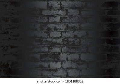 Luxury black metal gradient background with distressed brick wall texture. Vector illustration