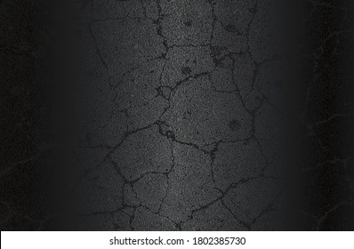 Fondo de gradiente de metal negro de lujo con textura de hormigón craqueado con angustia. Ilustración del vector