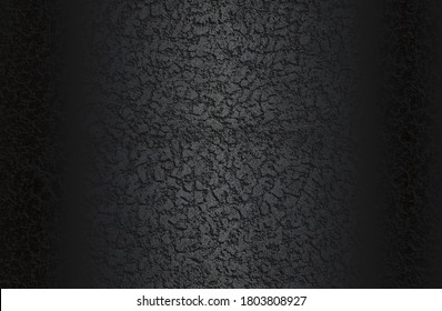 Luxury black metal gradient background with distressed cracked concrete texture. Vector illustration
