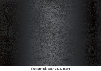 Luxury black metal gradient background with distressed cracked concrete texture. Vector illustration