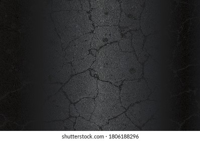 Luxury black metal gradient background with distressed cracked concrete texture. Vector illustration