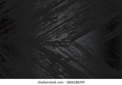 Luxury black metal gradient background with distressed wooden parquet texture. Vector illustration