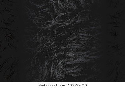 Luxury black metal gradient background with distressed natural fur texture. Vector illustration