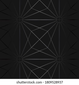 Luxury black metal gradient background with geometric seamless pattern, modern ornament