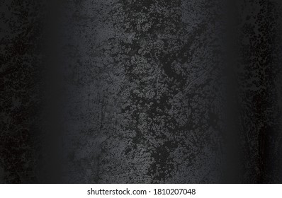 Luxury black metal gradient background with distressed cracked concrete texture. Vector illustration