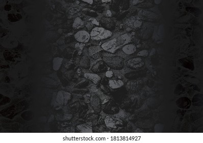 Luxury black metal gradient background with distressed stones, rocks, pebbles, macadam texture. Vector illustration