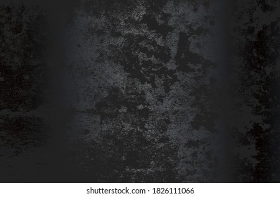 Luxury black metal gradient background with distressed metal plate texture. Vector illustration