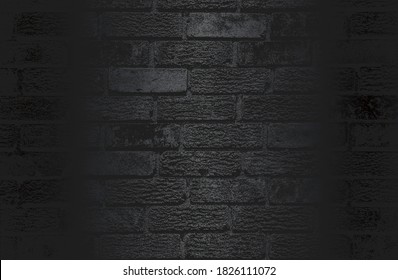 Luxury black metal gradient background with distressed brick wall texture. Vector illustration