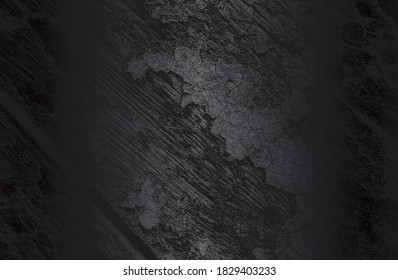 Luxury black metal gradient background with distressed wooden parquet texture. Vector illustration