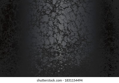 Luxury black metal gradient background with distressed cracked concrete, marble, granite texture. Vector illustration
