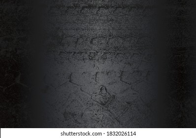Fondo de gradiente de metal negro de lujo con textura de rastros de neumáticos en peligro. Ilustración del vector