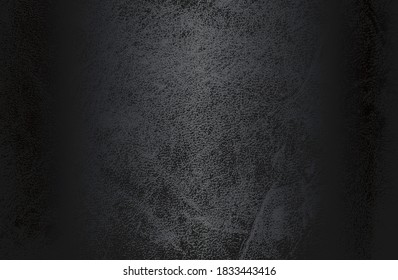 Luxuriöser schwarzer Farbverlauf-Hintergrund mit bedrückter natürlicher, echter Tierhaut, Lederstruktur. Vektorgrafik