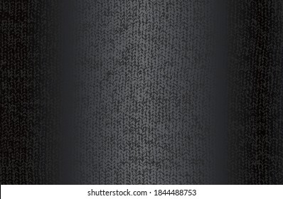 Fondo de gradiente de metal negro de lujo con tejidos de tejido afligido, textil, textura de suéter de punto. Ilustración del vector