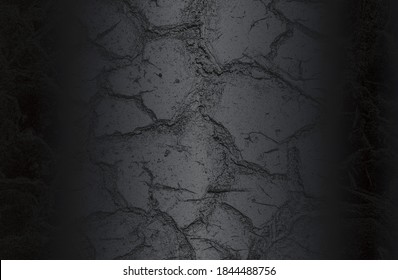 Luxury black metal gradient background with distressed cracked concrete texture. Vector illustration