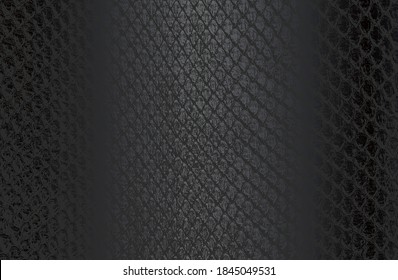 Luxury black metal gradient background with distressed crocodile, snake, alligator skin leather texture. Vector illustration