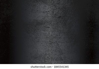 Luxury black metal gradient background with distressed cracked concrete texture. Vector illustration