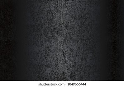 Luxury black metal gradient background with distressed cracked concrete texture. Vector illustration