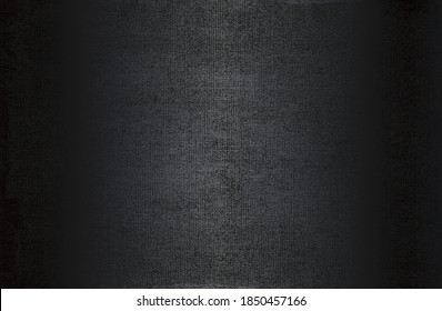 Luxury black metal gradient background with distressed fabric, textile texture. Vector illustration