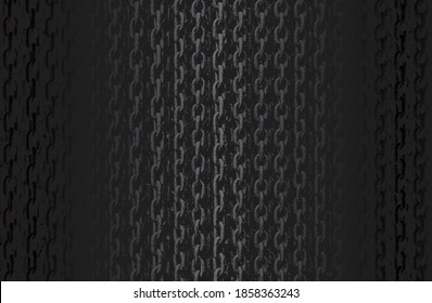 Luxury black metal gradient background with distressed metal chain texture. Vector illustration